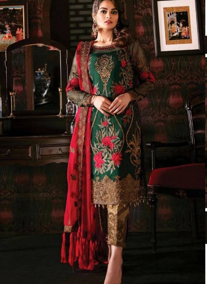 RAMSHA Fancy Festive Wear Heavy Georgette And Butterfly Net With Embroidery work Pakistani Salwar Suits Collection